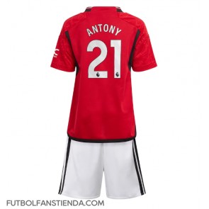 Manchester United Antony #21 Primera Equipación Niños 2023-24 Manga Corta (+ Pantalones cortos)